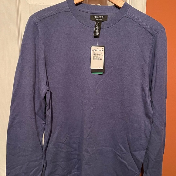 Mens Small Tech-Smart Thermo Crewneck Sweater in Blue Angelite NWT - Picture 8 of 11